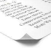 オリーブのシーティングチャート。グリーンプリント。イタリアン結婚 ポスター (角)