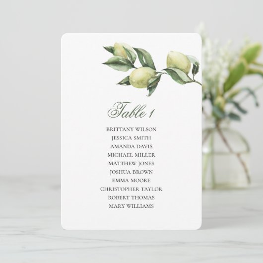 オリーブのシーティングチャート。結婚イタリアン計画。Green 招待状 (スタンド正面)