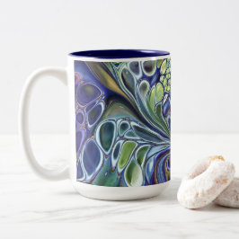 オリーブのセージ緑、紫の青のブルゴーニュのコーヒーマグ ツートーンマグカップ