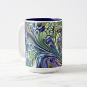 オリーブのセージ緑、紫の青のブルゴーニュのコーヒーマグ ツートーンマグカップ (正面左)