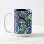 オリーブのセージ緑、紫の青のブルゴーニュのコーヒーマグ ツートーンマグカップ (左)