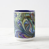 オリーブのセージ緑、紫の青のブルゴーニュのコーヒーマグ ツートーンマグカップ (中央)