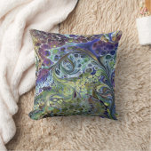 オリーブのセージ緑、紫の青のブルゴーニュ抽象芸術 クッション (ブランケット)