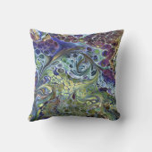 オリーブのセージ緑、紫の青のブルゴーニュ抽象芸術 クッション (裏面)