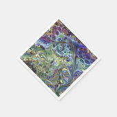 オリーブのセージ緑、紫の青のブルゴーニュ抽象芸術 スタンダードカクテルナプキン (角)