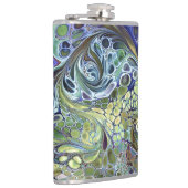 オリーブのセージ緑、紫の青のブルゴーニュ抽象芸術 フラスク (右)