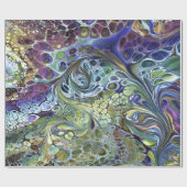 オリーブのセージ緑、紫の青のブルゴーニュ抽象芸術 ラッピングペーパー (フラット)