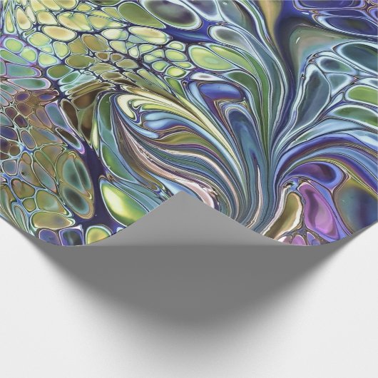 オリーブのセージ緑、紫の青のブルゴーニュ抽象芸術 ラッピングペーパー (角)