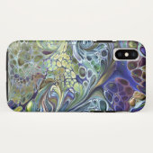 オリーブのセージ緑、紫の青のブルゴーニュ抽象芸術 Case-Mate iPhoneケース (裏面(横))