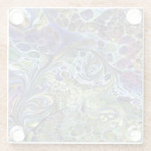 オリーブのセージ緑、紫の青のブルゴーニュ抽象芸術c ガラスコースター (裏面)