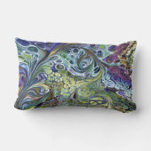 オリーブのセージ緑、紫の青のブルゴーニュ抽象芸術th ランバークッション (裏面)