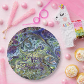 オリーブのセージ緑、紫の青のブルゴーニュ誕生日 ペーパープレート (パーティー)