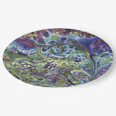 オリーブのセージ緑、紫の青のブルゴーニュ誕生日 ペーパープレート (アングル)