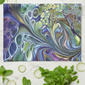 オリーブのセージ緑、紫の青のブルゴーニュ キッチンタオル (折り畳み)