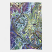 オリーブのセージ緑、紫の青のブルゴーニュ キッチンタオル (縦)