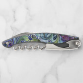 オリーブのセージ緑、紫の青のブルゴーニュ ソムリエナイフ (裏面)