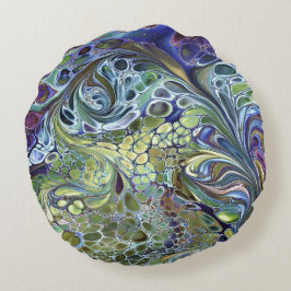 オリーブのセージ緑、紫の青のブルゴーニュ ラウンドクッション