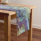 オリーブのセージ緑、紫の青の葉の抽象芸術 ショートテーブルランナー (インサイチュ)