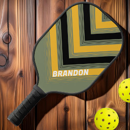 オリーブのナイトライトヴィンテージシェブロンと名前のフェード ピックルボールラケット