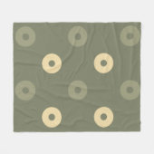 オリーブのベージュの円のバブルミニマルのシンプルパターン フリースブランケット (正面(横))