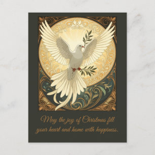オリーブの小枝を持つ鳩のクリスマスデザイン シーズンポストカード