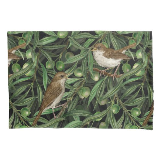 オリーブの木のナイチンゲール3 枕カバー (正面左)