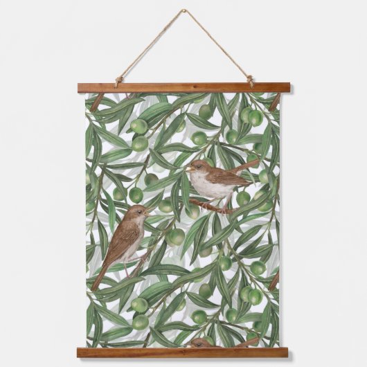 オリーブの木のナイチンゲール 吊り下げ型タペストリー (正面)