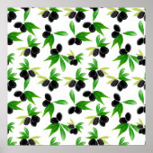 オリーブの木の枝とグーアッシュのシームレスなパターン， l ポスター (正面)