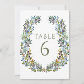 オリーブの木の枝は結婚テーブルの番号 招待状 (正面)