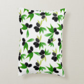 オリーブの木の枝を持つグーアシュの継ぎ目のない模様 アクセントクッション (裏面(縦))