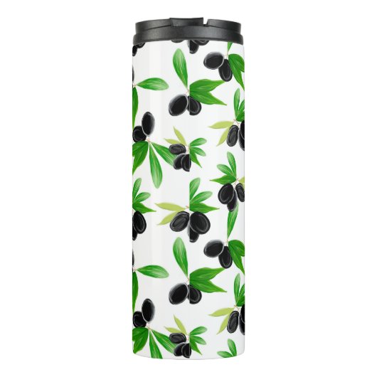 オリーブの木の枝を持つグーアシュの継ぎ目のない模様 タンブラー (裏面)