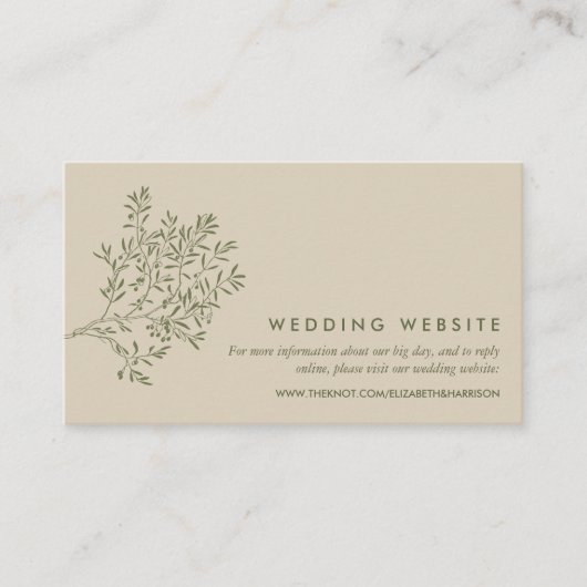 オリーブの木の枝素朴と&結婚のウェブサイト エンクロージャーカード (正面)