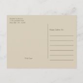 オリーブの木の枝素朴、結婚式の日付を保存 案内ポストカード (裏面)