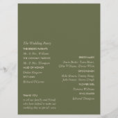 オリーブの木の枝、素朴でミニマルなウェディング プログラム (裏面)