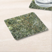 オリーブの木葉の スクエアペーパーコースター (アングル)
