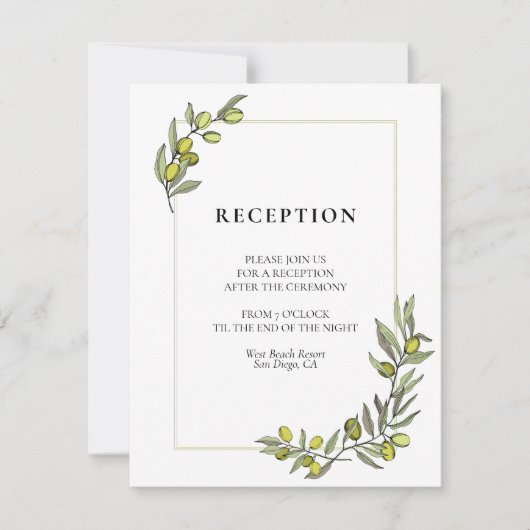 オリーブの枝がウェディングレセプションを彩る 招待状 (正面)