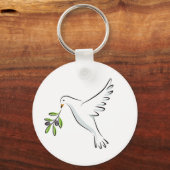 オリーブの枝で平和な鳩 キーホルダー (正面)