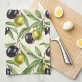オリーブの枝とオリーブby Natasha Us キッチンタオル (四つ折り)