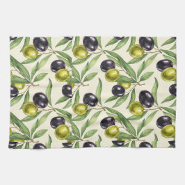 オリーブの枝とオリーブby Natasha Us キッチンタオル