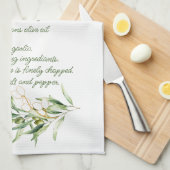 オリーブの枝とタペナードレシピキッチンタオル キッチンタオル (四つ折り)