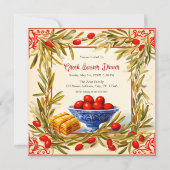 オリーブの枝とバクラヴァ:ギリシャのイースター 招待状 (正面)