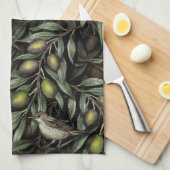 オリーブの枝とワルブラー キッチンタオル (四つ折り)
