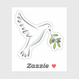 オリーブの枝と白い平和の鳩 シール