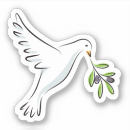 オリーブの枝と白い平和の鳩 シール