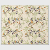 オリーブの枝にロビンの鳥 ラッピングペーパー (フラット)