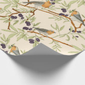 オリーブの枝にロビンの鳥 ラッピングペーパー (角)