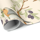 オリーブの枝にロビンの鳥 ラッピングペーパー (ロールコーナー)