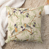 オリーブの枝にロビンバード クッション (ブランケット)