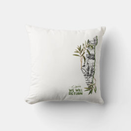 オリーブの枝に囲まれたマップ内の家 クッション