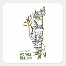 オリーブの枝に囲まれたマップ内の家 スクエアシール